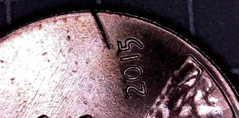 2015-P-Lincoln-Cent-With-Hanging-Piece-Of-Rim-Burr-Attached!-Insane-Find!
